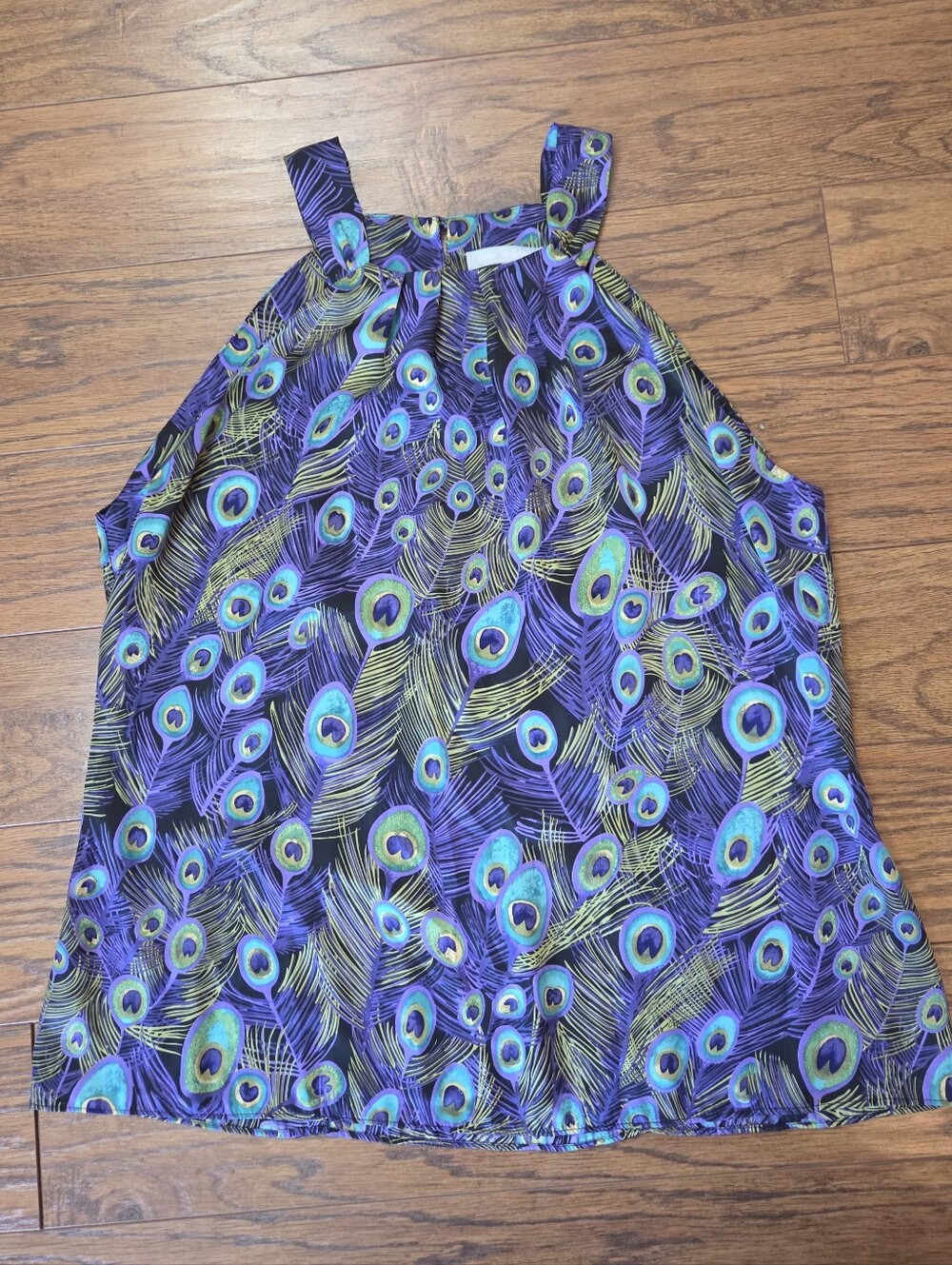 Violet & Claire Sleevless Peacock Feather Top Size Large Purple Boho Summer - Picture 2 of 6